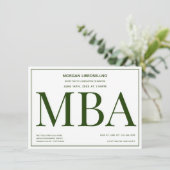 Invitation MBA diplôme Green White Graduation Party Invitatio (Debout devant)
