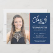 Invitation MCM Moderne Motif Rouge Bleu Bleu Photo Graduation (Devant)