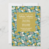 Invitation MCM Motif - funky turquoise or vert fête d'anniver (Devant)