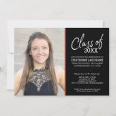 Invitation MCM Motif moderne Rouge noir photo de graduation (Devant)