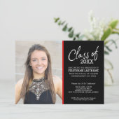 Invitation MCM Motif moderne Rouge noir photo de graduation (Debout devant)