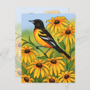Invitation MD State Bird Oriole & Black eyed Susan Flower