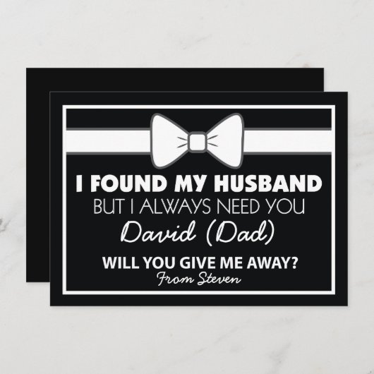 Invitation Me Donnerez-Vous La Cravate Noir/Blanc Bow ? (Devant / Derrière)