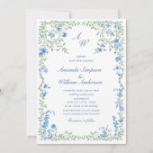 Invitation Meadow Blue Rose Mariage code QR Photo (Devant)