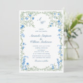 Invitation Meadow Blue Rose Mariage code QR Photo (Debout devant)