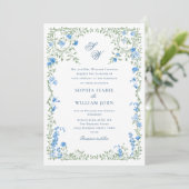 Invitation Meadow Blue Rose Mariage code QR Photo (Debout devant)
