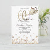 Invitation Meadow Butterflies Tea Cup 50e anniversaire (Debout devant)
