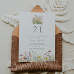 Invitation Meadow Colorful Fleur sauvage 21e fête d'anniversa<br><div class="desc">Cette invitation à la fête du 21ème anniversaire de fleur sauvage coloré de prairie est parfaite pour un événement moderne. Le design est composé de fleurs de pré multicolores vert,  rose,  rousse,  jaune,  violet,  aquarelle.</div>