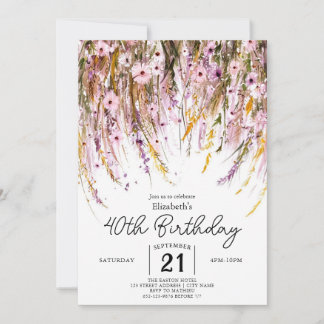 Invitation Meadow Custom Fleurs sauvages 40e anniversaire