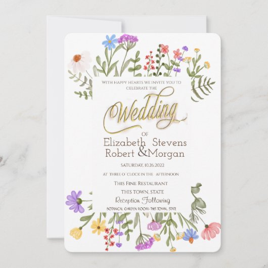 Invitation Meadow Fleur sauvage aquarelle (Devant)