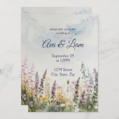Invitation Meadow Fleur sauvage aquarelle | Mariage rustique  (Devant / Derrière)