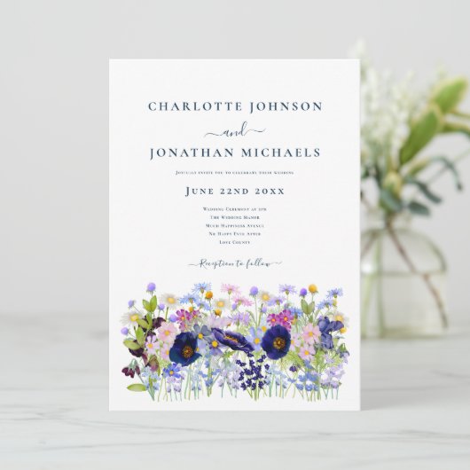 Invitation Meadow Fleur sauvage moderne (Debout devant)