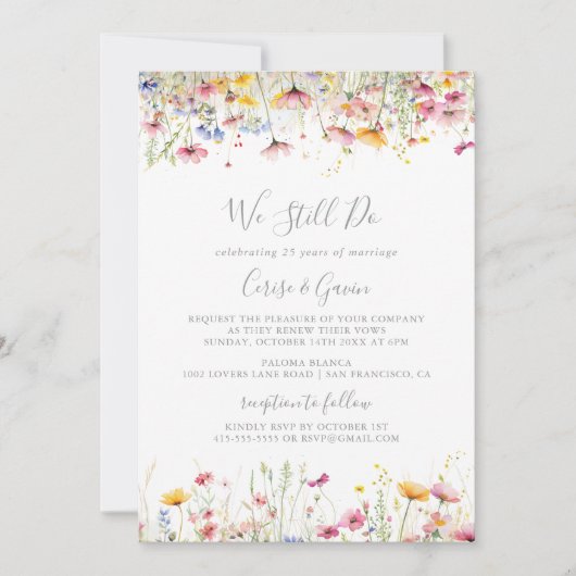 Invitation Meadow Fleur sauvage Nous Continuons À Vow Renouve (Devant)