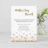 Invitation Meadow Fleur sauvage Papillons Fête des Mères Brun (Debout devant)
