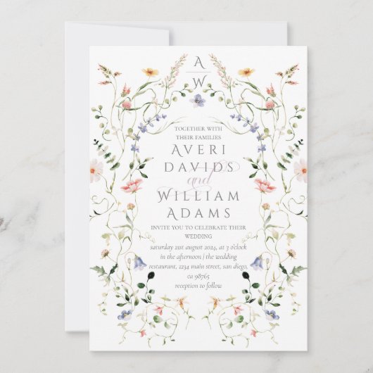 Invitation Meadow Fleur sauvage Rustic Boho Mariage (Devant)