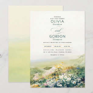 Invitation Meadow Fleurs sauvages aquarelle Mariage naturel