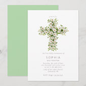 Invitation Meadow flower cross the First Holy Communion (Devant / Derrière)