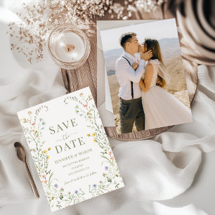 Invitation Meadow Flower Fleur sauvage Boho Enregistrer la da