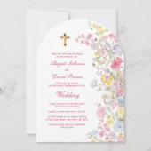 Invitation Meadow Flowers Arch Religious Wedding (Devant)