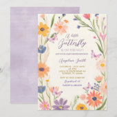 Invitation Meadow Garden Fleur sauvage Papillons Baby shower (Devant / Derrière)