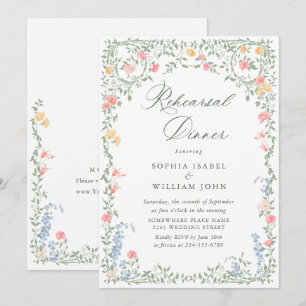 Invitation Meadow Pastel Dîner de répétition Florale Rose