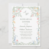 Invitation Meadow Pastel Dîner de répétition Florale Rose (Devant)