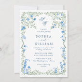 Invitation Meadow Pastel Français Rose Floral Mariage (Devant)
