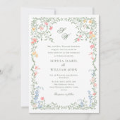 Invitation Meadow Pastel Français Rose Floral Mariage (Devant)