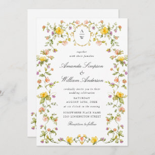 Invitation Meadow Pastel Français Rose Floral Mariage