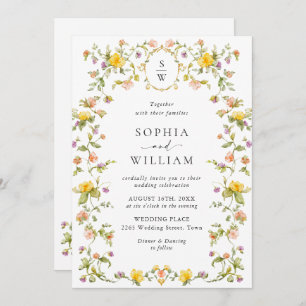 Invitation Meadow Pastel Français Rose Floral Mariage