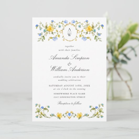 Invitation Meadow Pastel Français Rose Floral Mariage (Debout devant)