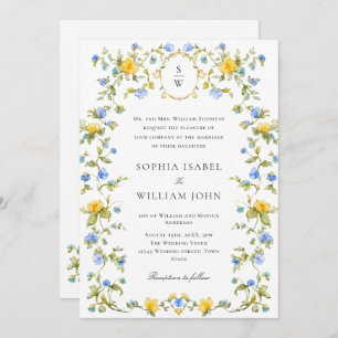 Invitation Meadow Pastel Français Rose Floral Mariage