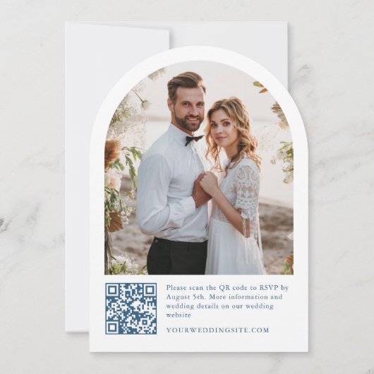 Invitation Meadow Pastel Mariage Floral français QR code Phot (Dos)