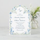 Invitation Meadow Pastel Mariage Floral français QR code Phot (Debout devant)
