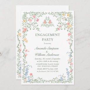 Invitation Meadow Pastel Rose Floral ENGAGEMENT PARTI