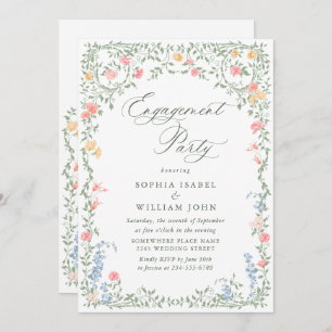 Invitation Meadow Pastel Rose Floral ENGAGEMENT PARTI