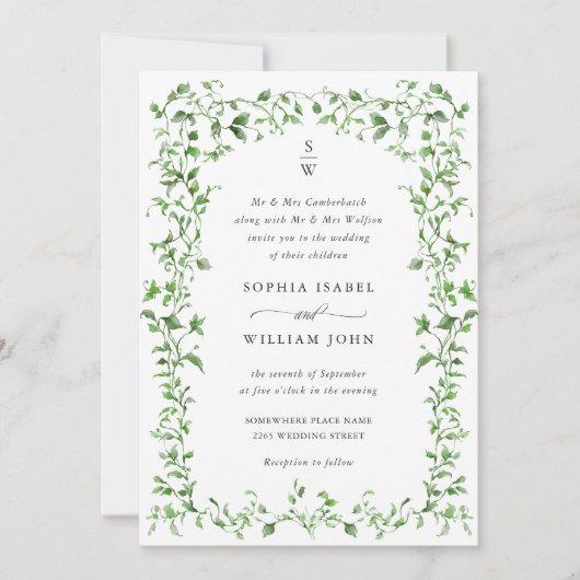 Invitation Meadow Pastel Rose Floral Mariage code QR (Devant)