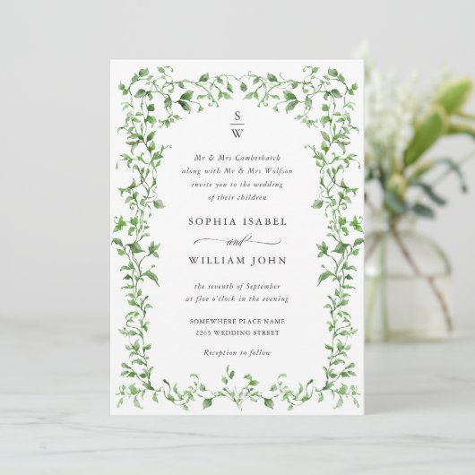 Invitation Meadow Pastel Rose Floral Mariage code QR (Debout devant)