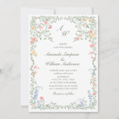Invitation Meadow Pastel Rose Floral Mariage code QR (Devant)