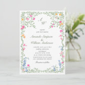 Invitation Meadow Pastel Rose Floral Mariage code QR (Debout devant)