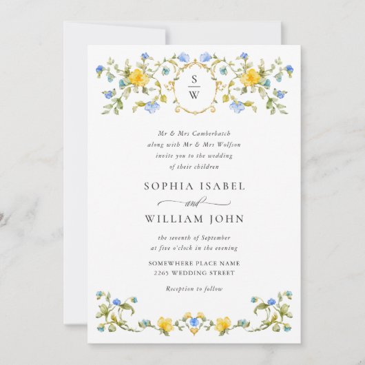 Invitation Meadow Pastel Rose Floral Mariage code QR (Devant)