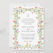 Invitation Meadow Pastel Rose Floral Mariage code QR (Devant)