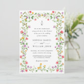 Invitation Meadow Pastel Rose Floral Mariage code QR (Debout devant)