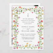 Invitation Meadow Pastel Rose Floral Mariage code QR (Devant / Derrière)