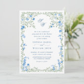 Invitation Meadow Pastel Rose Floral Mariage code QR (Debout devant)