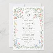 Invitation Meadow Pastel Rose Floral Mariage code QR (Devant)