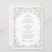 Invitation Meadow Pastel Rose Floral Mariage code QR (Devant)