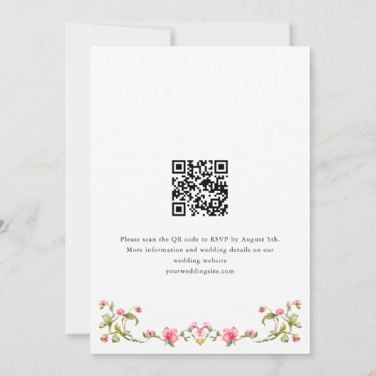 Invitation Meadow Pastel Rose Floral QR code Mariage (Dos)