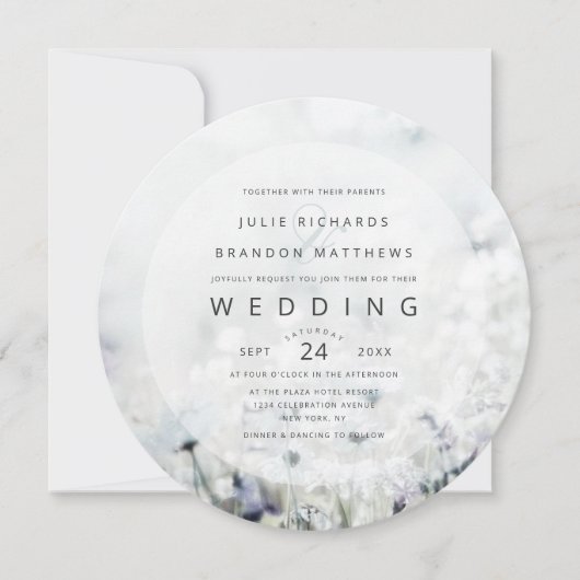 Invitation Meadow Song s'estompe Fleur sauvage Cercle Mariage (Devant)