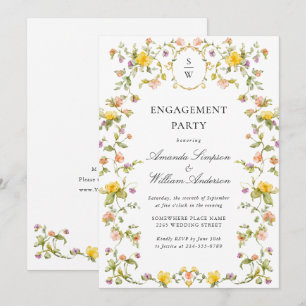 Invitation Meadow Watercolor Fleurs sauvages ENGAGEMENT PARTY